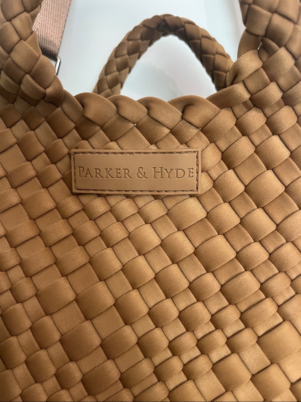 Parker and Hyde Camel Woven small Tote Bag - Picture 9 of 10